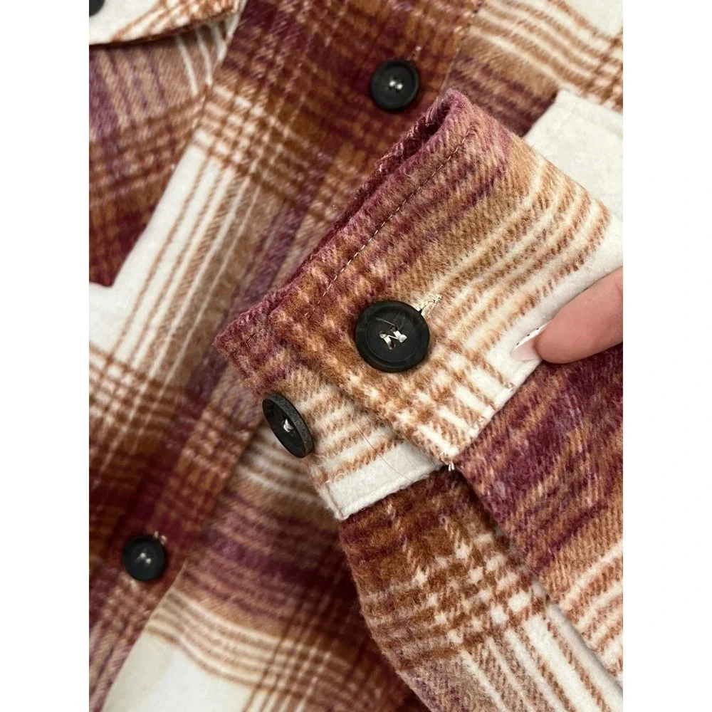 Thread & Supply Plaid Shacket Jacket Womens L Cozy Core Fall Layering Lumberjack